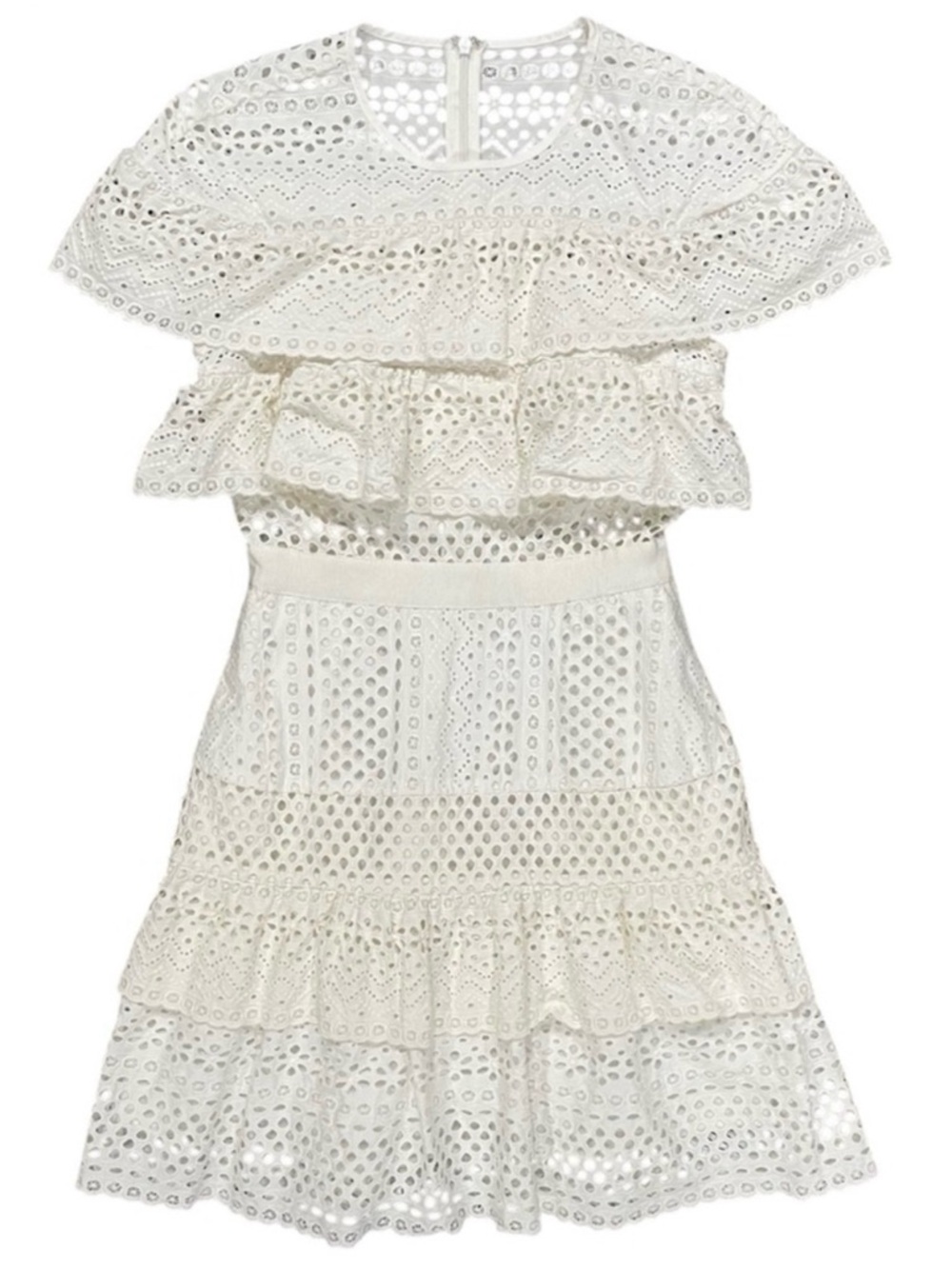 SELF PORTRAIT Off White Lace Cotton Mini Dress Small - Picture 4 of 13